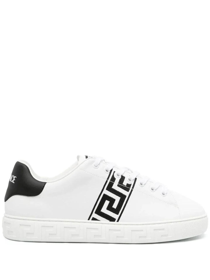 Versace Greca-embroidered leather sneakers - SleekGait