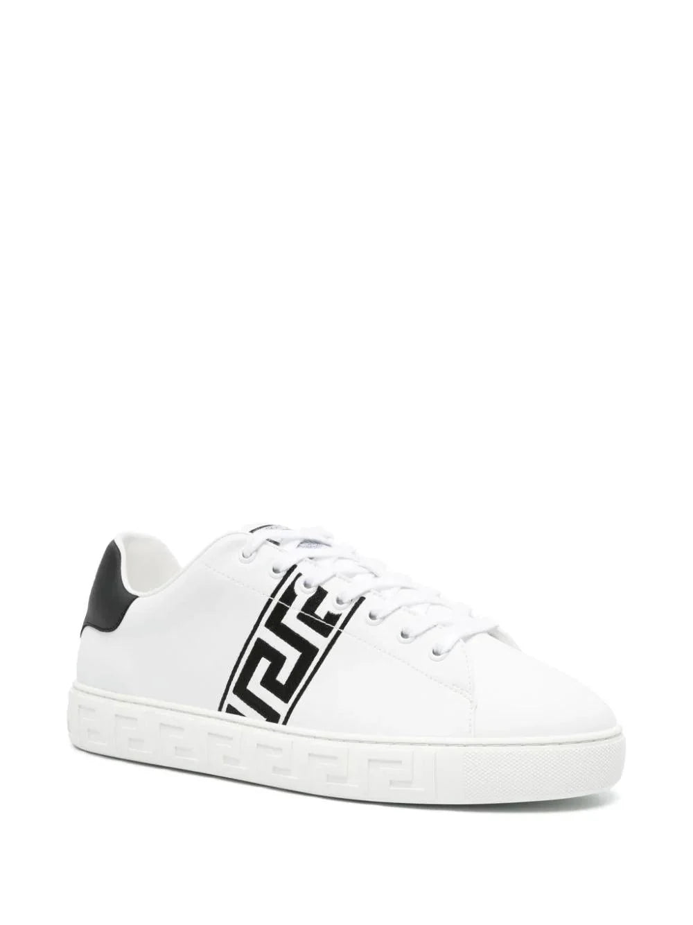 Versace Greca-embroidered leather sneakers - SleekGait