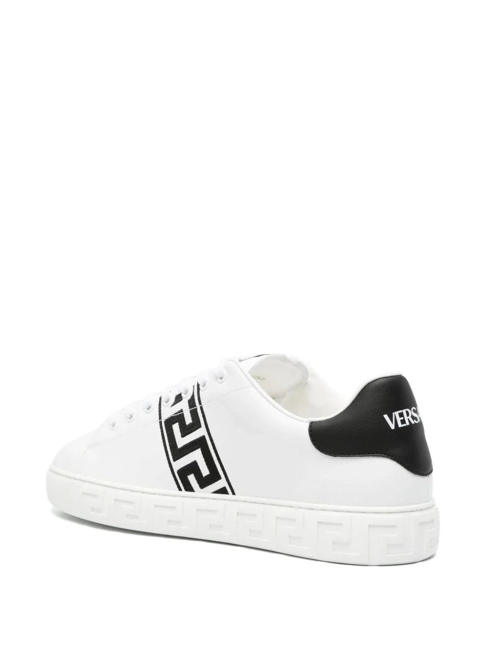 Versace Greca-embroidered leather sneakers - SleekGait