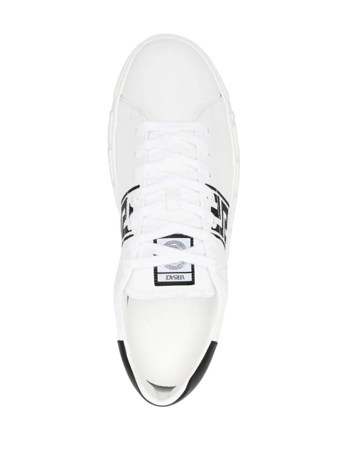 Versace Greca-embroidered leather sneakers - SleekGait