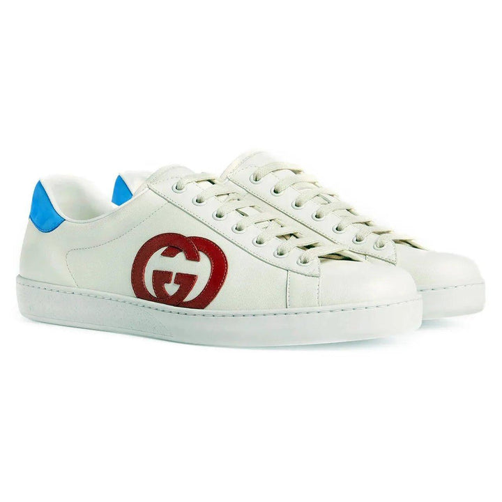 Ace Men's White Leather Interlocking G Logo Sneakers - SleekGait