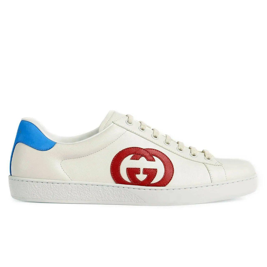 Ace Men's White Leather Interlocking G Logo Sneakers - SleekGait