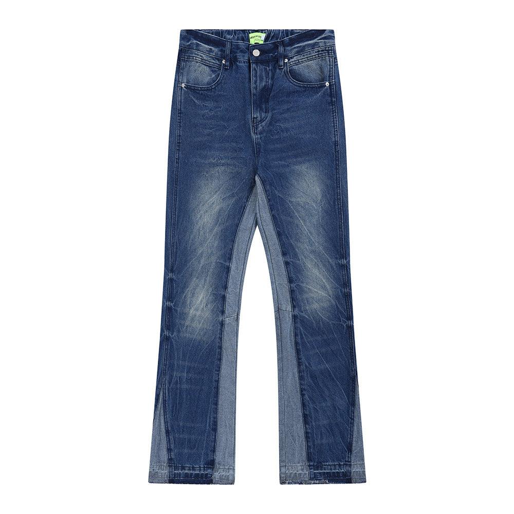 Washing And Splicing Casual Denim Trousers - SleekGait